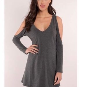 Tobi Grey Cold Shoulder Long Sleeve Dress- Size M